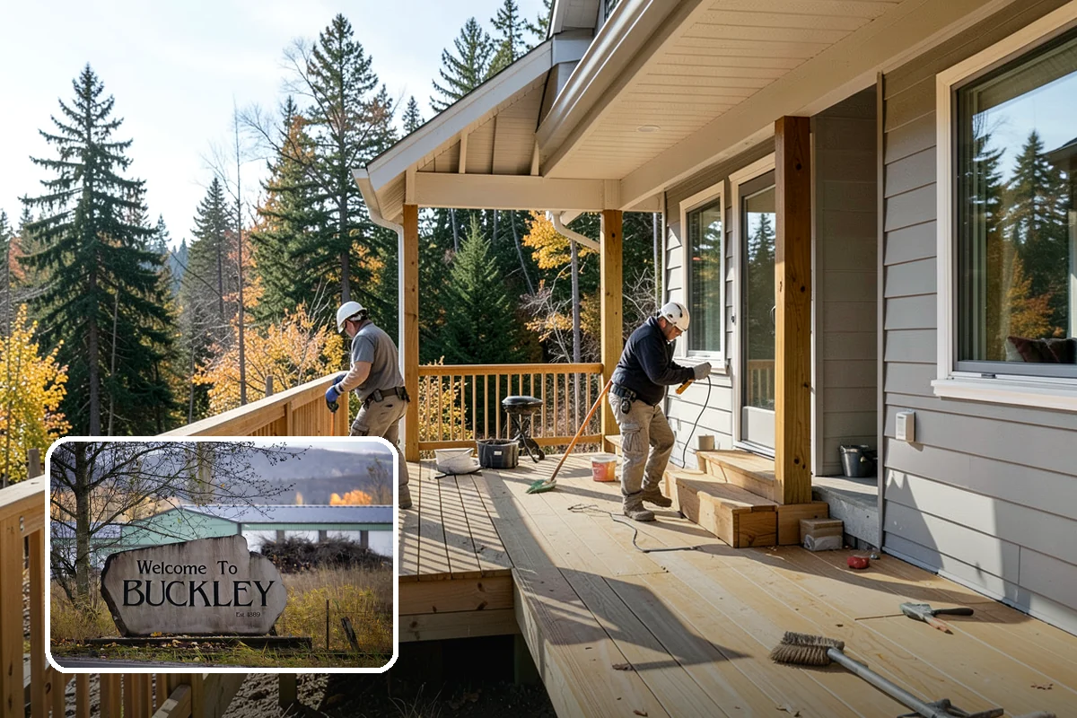 Porch Railing Installation in Buckley, Pierce County, WA - Meets code for raised porch safety