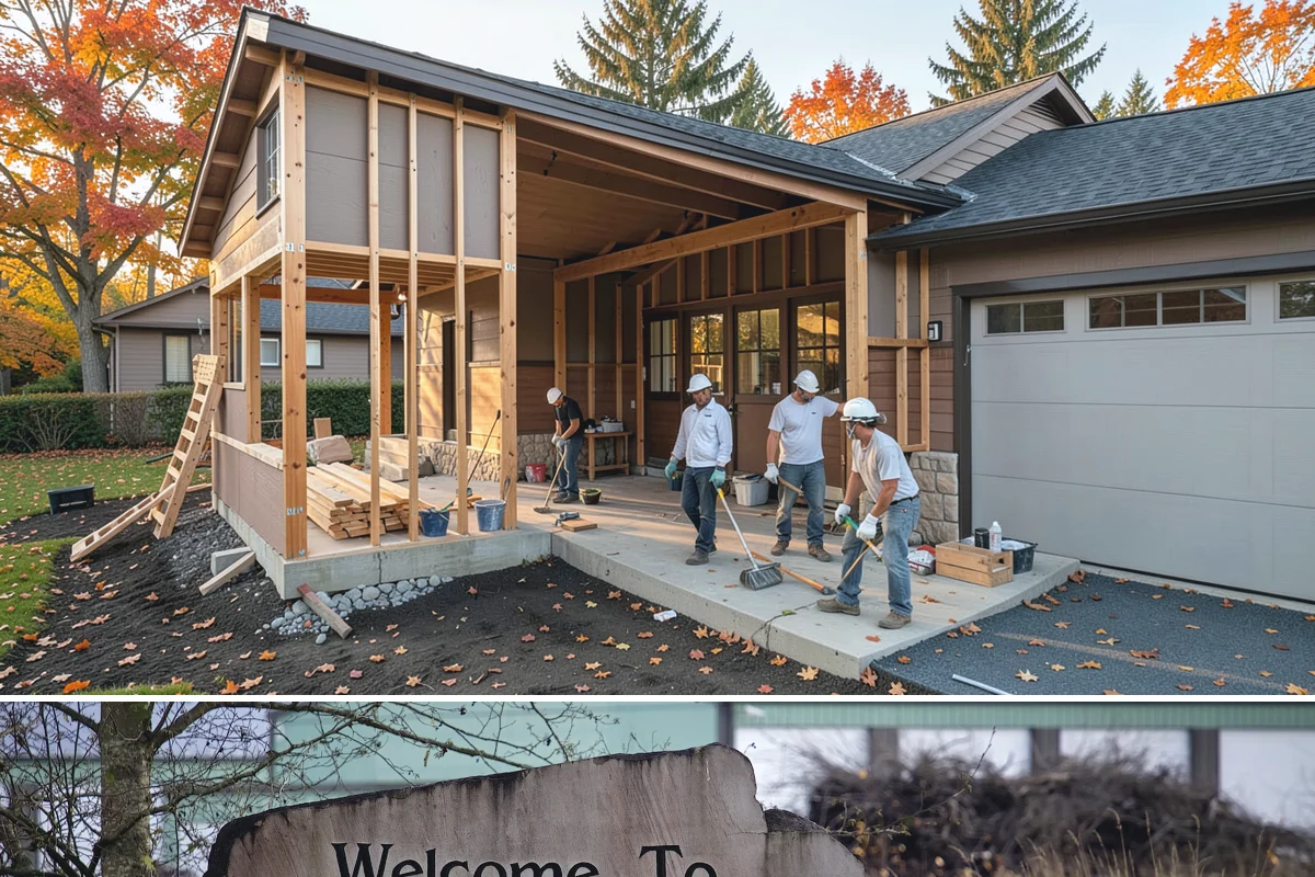 Porch Railing Installation in Buckley, Pierce County, WA - Railing installation works in any season and is a popular refresh before spring and summer entertaining.