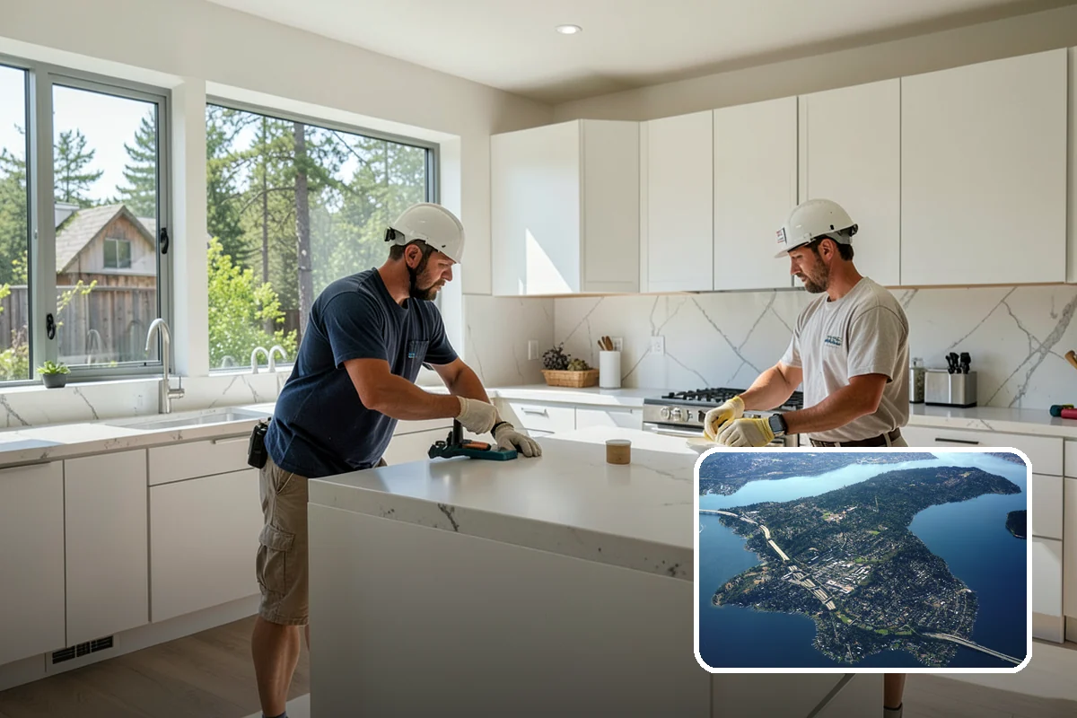 Porch Railing Installation in Mercer Island, King County, WA - Meets code for raised porch safety