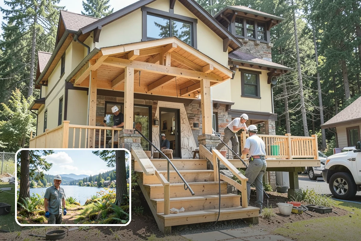 Porch Railing Installation in Milton, King County, WA - Meets code for raised porch safety