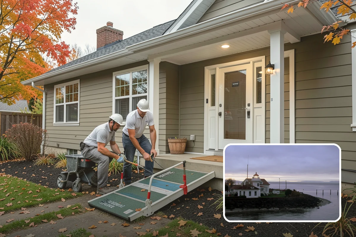 Porch Railing Installation in Mukilteo, Snohomish County, WA - Meets code for raised porch safety