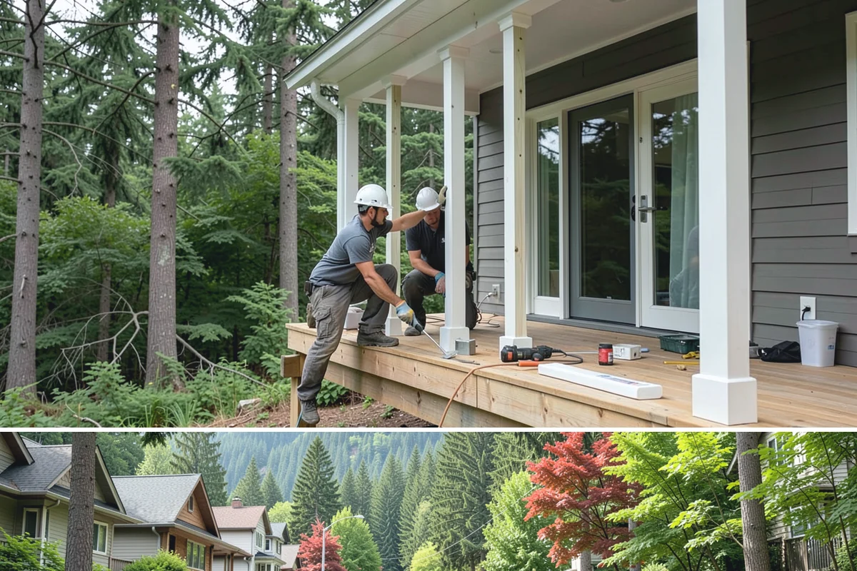 Porch Remodel in Darrington, Snohomish County, WA - Remodels that open up the roof or flooring go smoothest in the drier summer months.