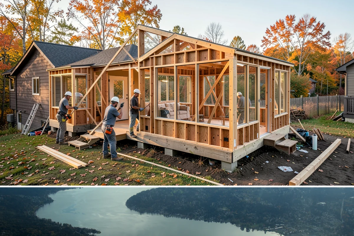 Porch Remodel in Sammamish, King County, WA - Remodels that open up the roof or flooring go smoothest in the drier summer months.