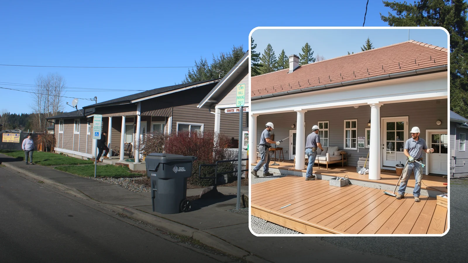 Porch Remodel in South Prairie, Pierce County, WA - Porch remodel services that modernize tired structures into fresh, functional entryways.