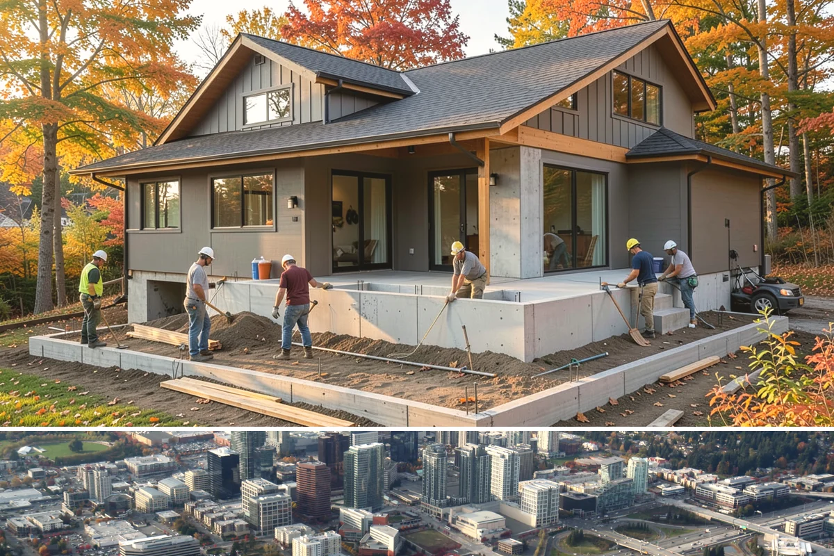 Porch Steps Construction in Bellevue, King County, WA - Dry, mild conditions are best for footings and finishing, so late spring through early fall is ideal.