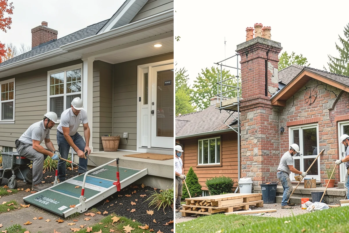 Porch Steps Construction in Burien, King County, WA - Measure the porch height and plan the rise and run