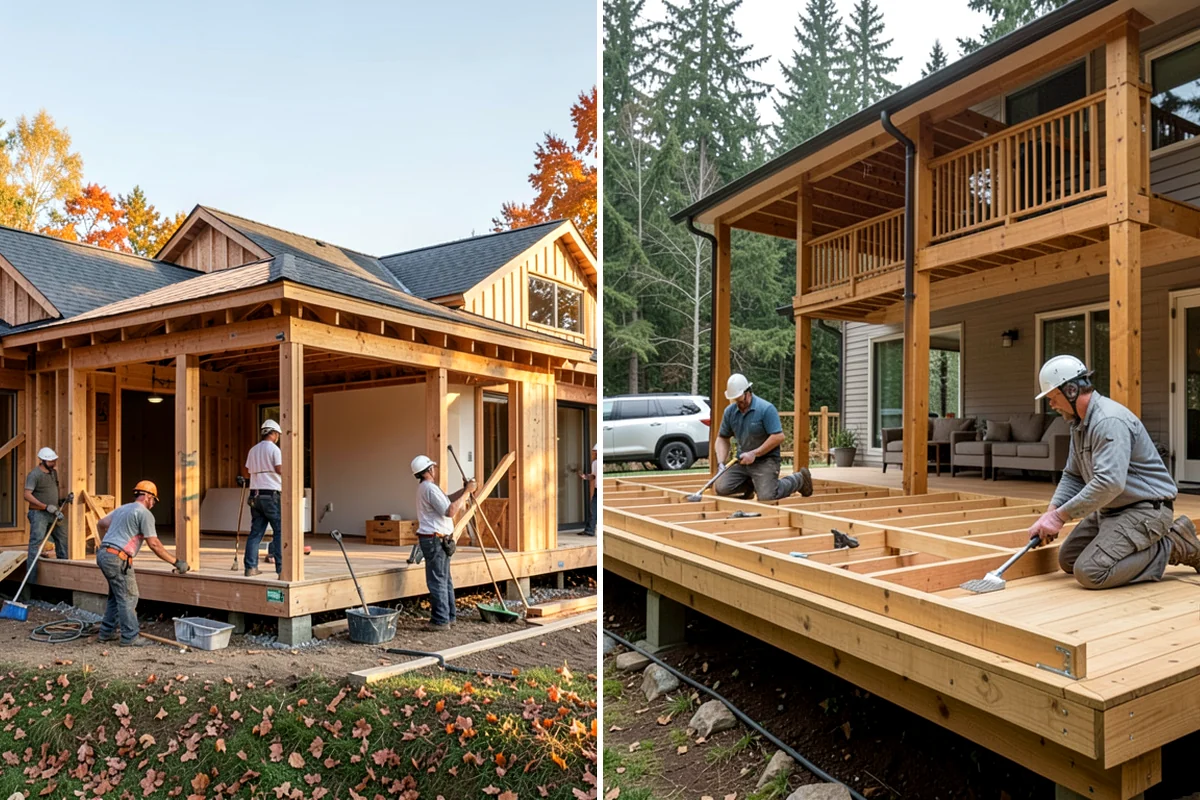 Porch Steps Construction in Enumclaw, King County, WA - Measure the porch height and plan the rise and run