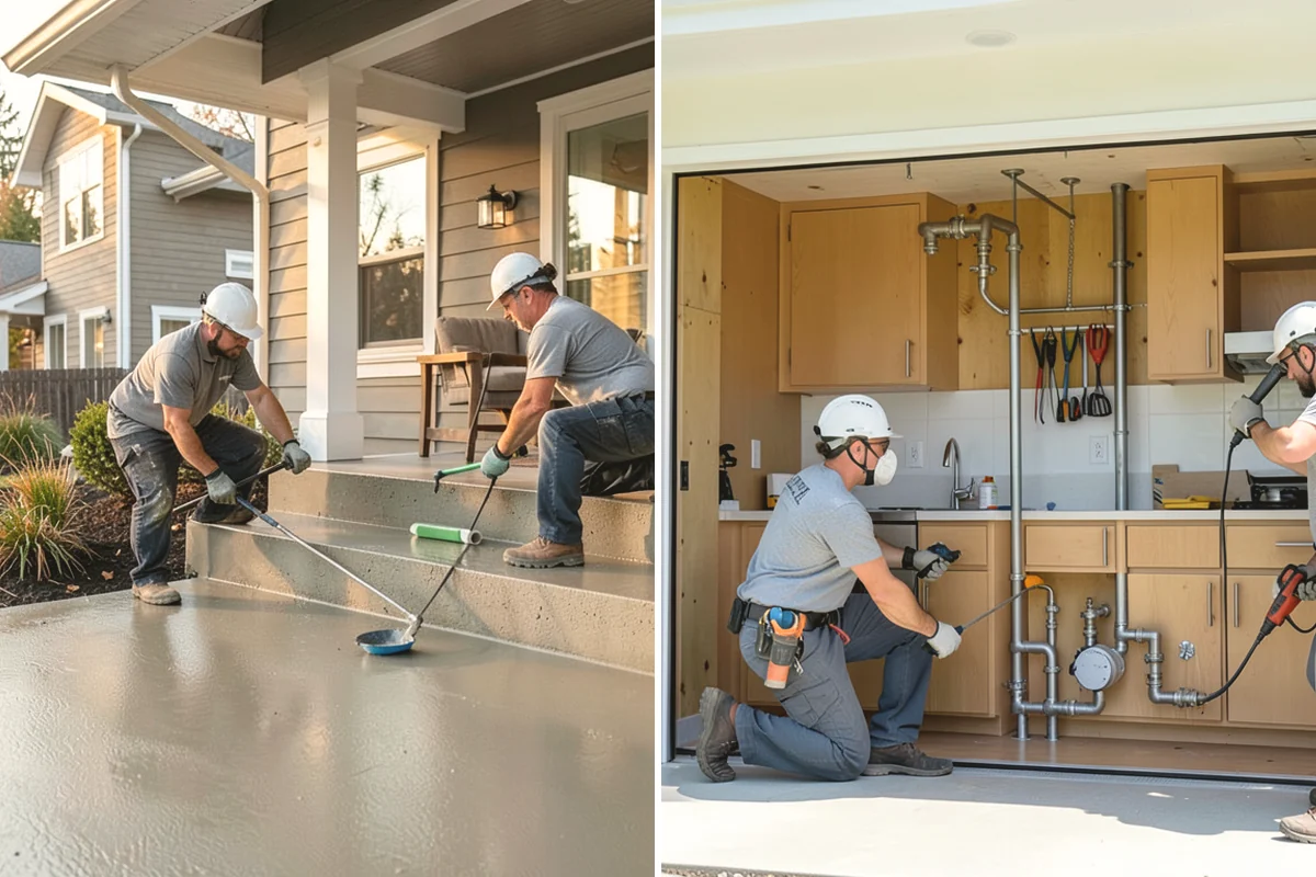Porch Steps Construction in La Conner, Skagit County, WA - Measure the porch height and plan the rise and run