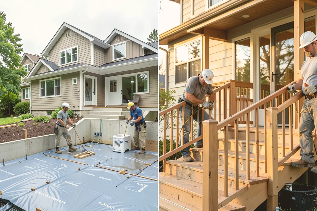 Porch Steps Construction in Langley, Island County, WA - Measure the porch height and plan the rise and run