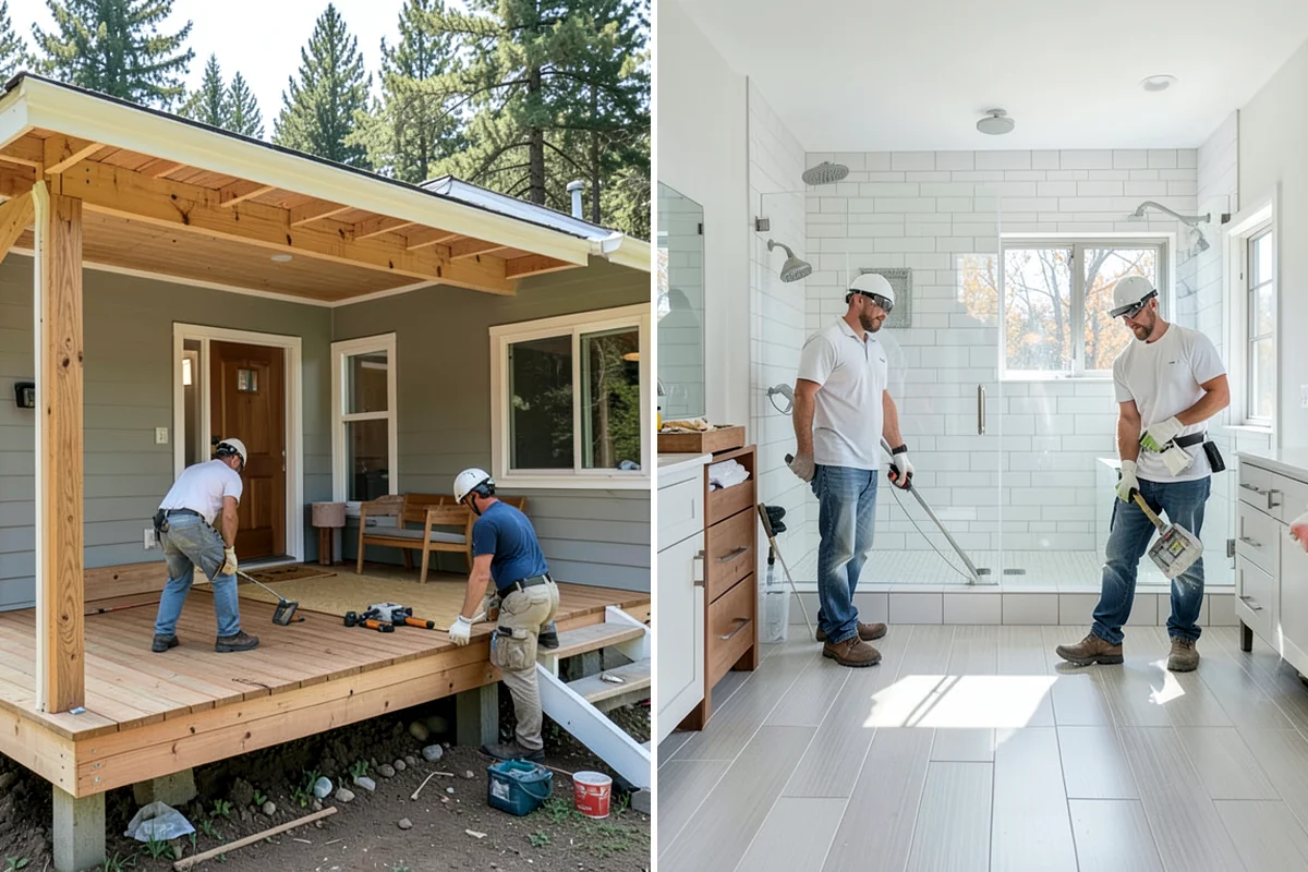 Porch Steps Construction in Lyman, Skagit County, WA - Measure the porch height and plan the rise and run