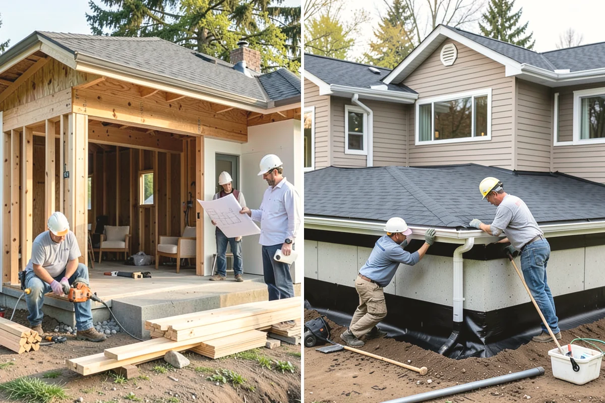 Porch Steps Construction in Mercer Island, King County, WA - Measure the porch height and plan the rise and run