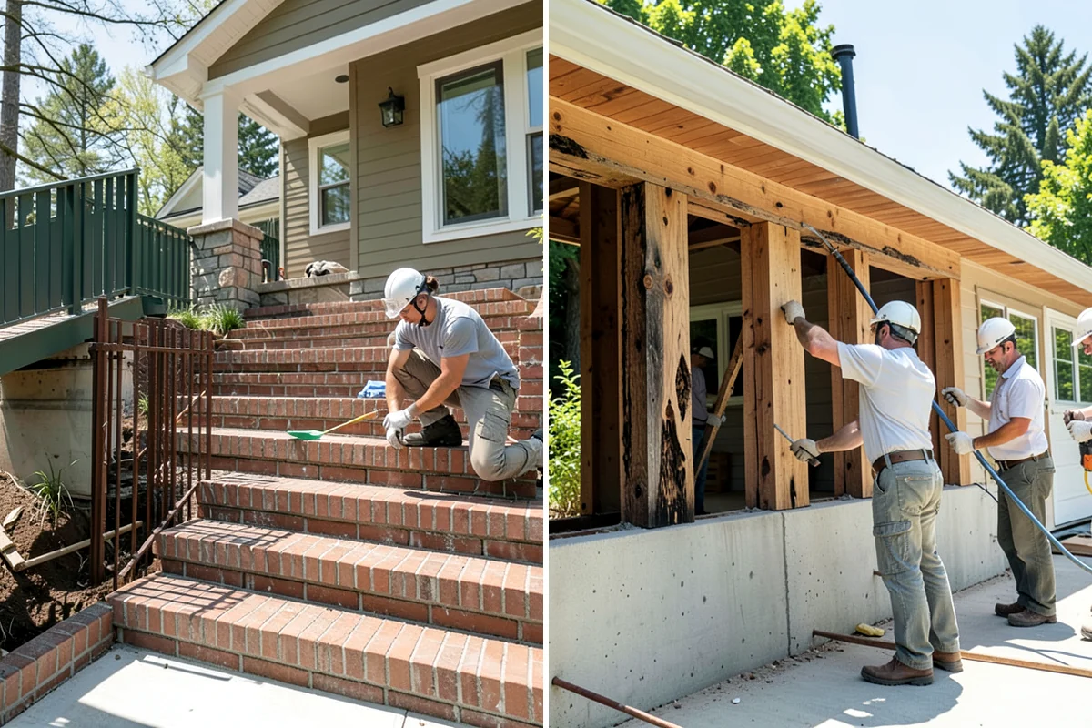 Porch Steps Construction in Seattle, King County, WA - Measure the porch height and plan the rise and run