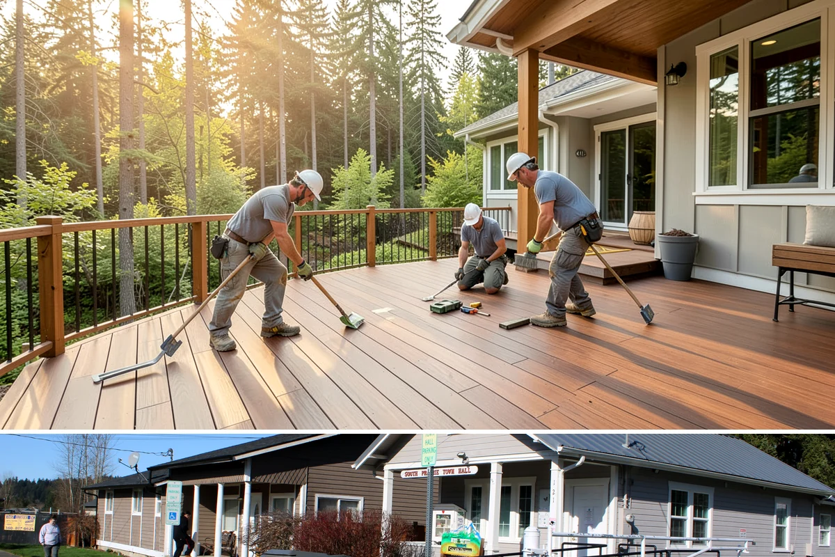 Porch Steps Construction in South Prairie, Pierce County, WA - Dry, mild conditions are best for footings and finishing, so late spring through early fall is ideal.