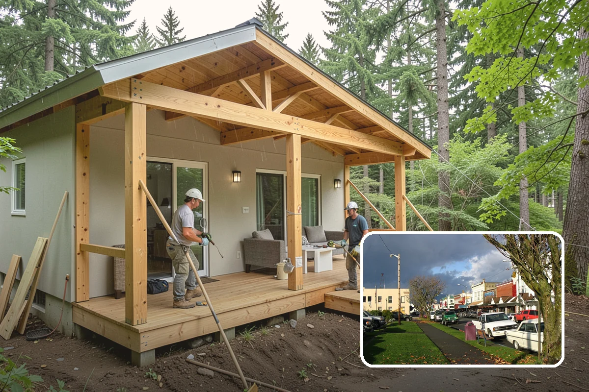 Portico Construction in Arlington, Snohomish County, WA - Shelters the entry from rain