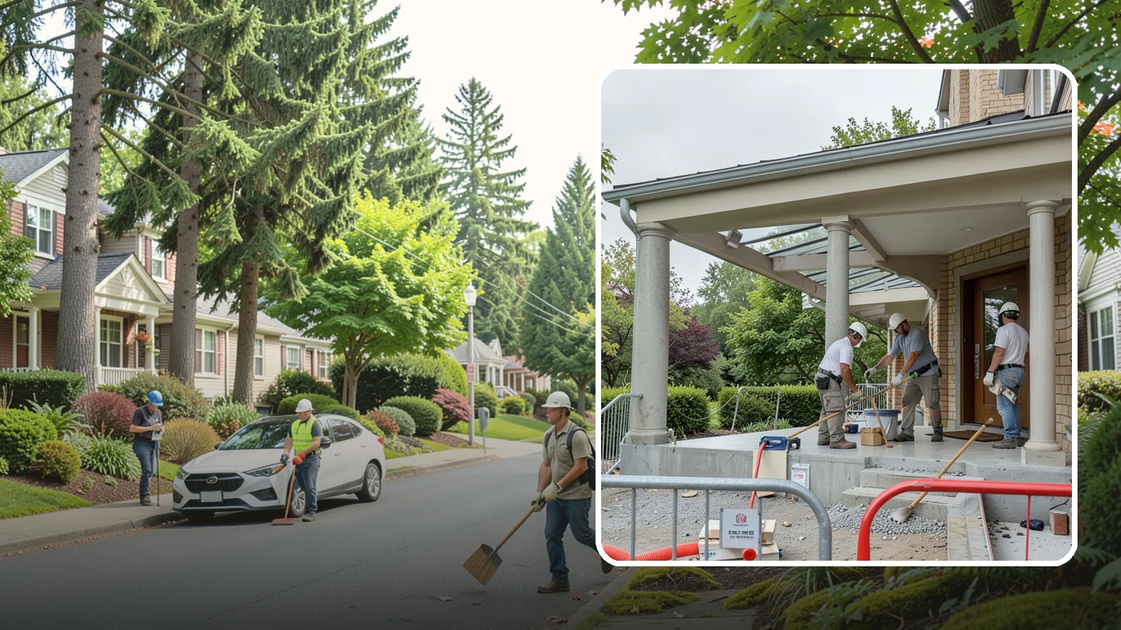 Portico Construction in Beaux Arts Village, King County, WA - A portico adds a covered, columned entry structure that shelters your front door and elevates curb appeal.