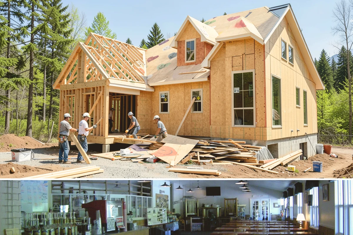 Portico Construction in Black Diamond, King County, WA - Setting footings and framing the roof are best done in dry weather so connections seal properly.