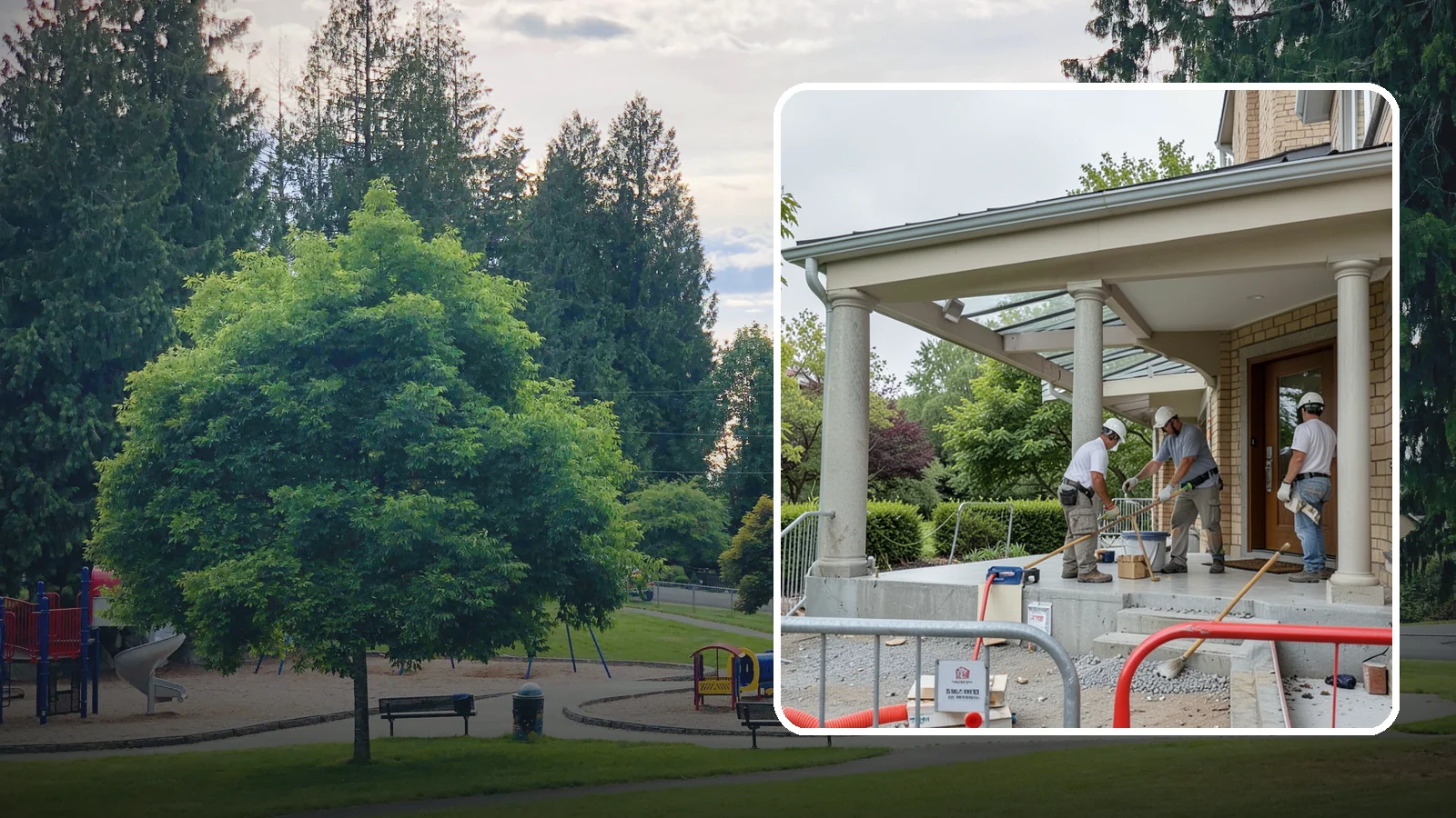 Portico Construction in Bonney Lake, Pierce County, WA - A portico adds a covered, columned entry structure that shelters your front door and elevates curb appeal.