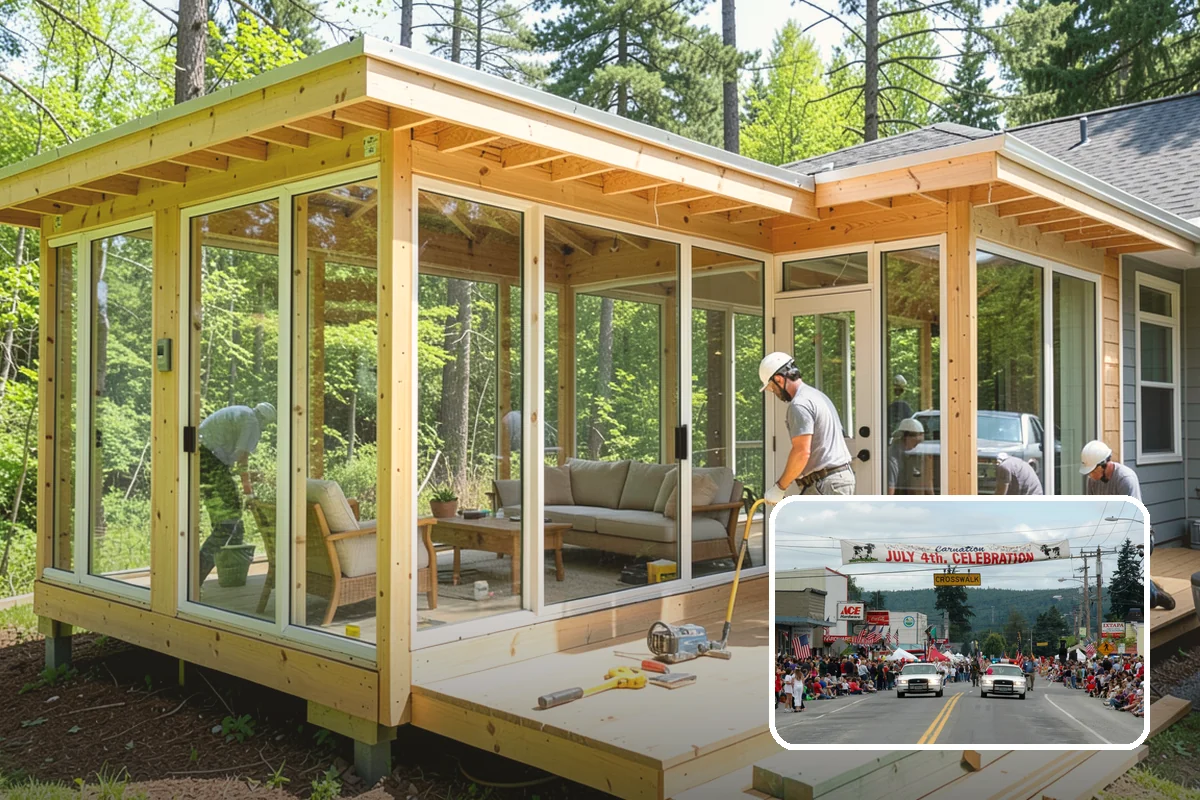 Portico Construction in Carnation, King County, WA - Shelters the entry from rain