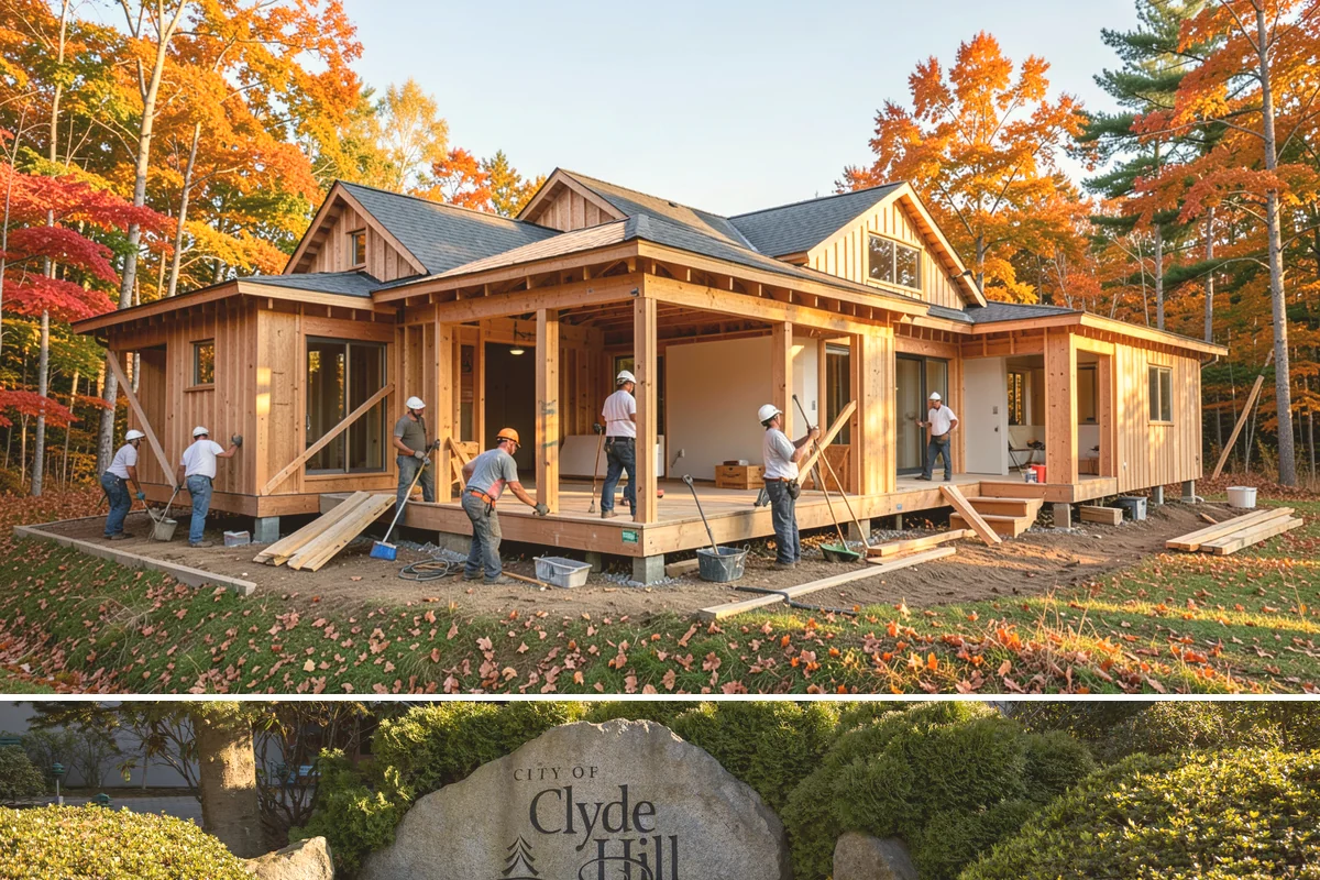 Portico Construction in Clyde Hill, King County, WA - Setting footings and framing the roof are best done in dry weather so connections seal properly.