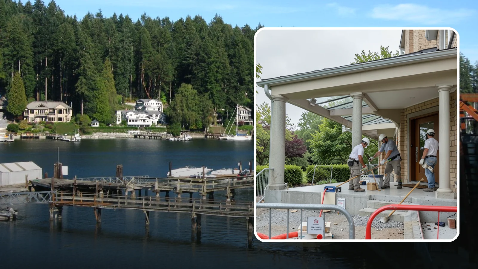 Portico Construction in Gig Harbor, Pierce County, WA - A portico adds a covered, columned entry structure that shelters your front door and elevates curb appeal.