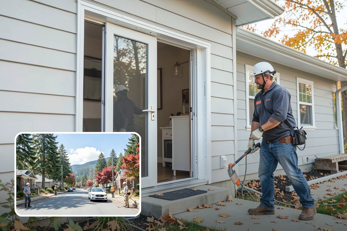 Portico Construction in Hunts Point, King County, WA - Shelters the entry from rain