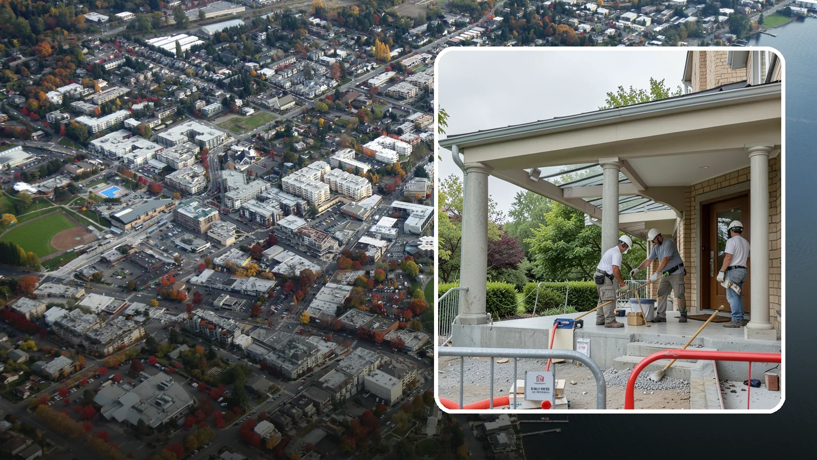 Portico Construction in Kirkland, King County, WA - A portico adds a covered, columned entry structure that shelters your front door and elevates curb appeal.