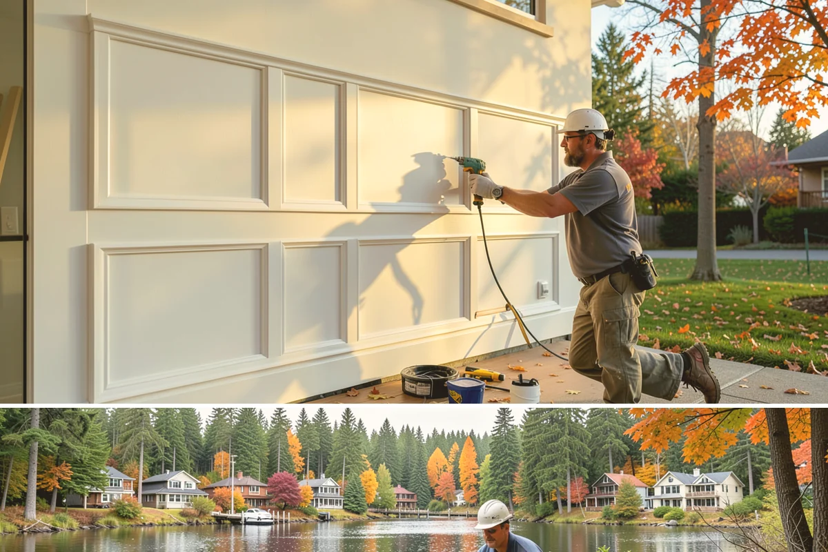 Portico Construction in La Conner, Skagit County, WA - Setting footings and framing the roof are best done in dry weather so connections seal properly.