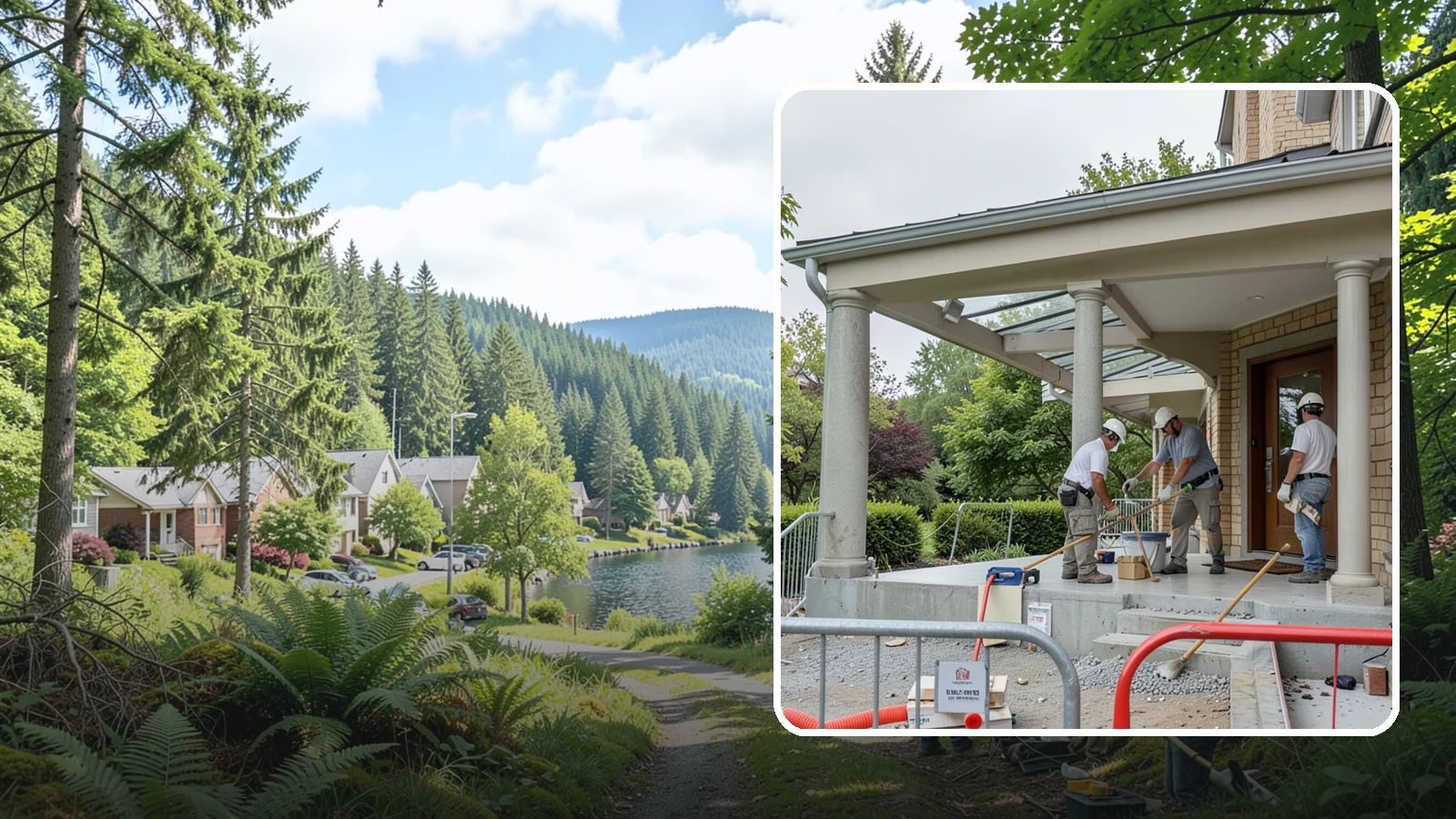 Portico Construction in Lake Forest Park, King County, WA - A portico adds a covered, columned entry structure that shelters your front door and elevates curb appeal.