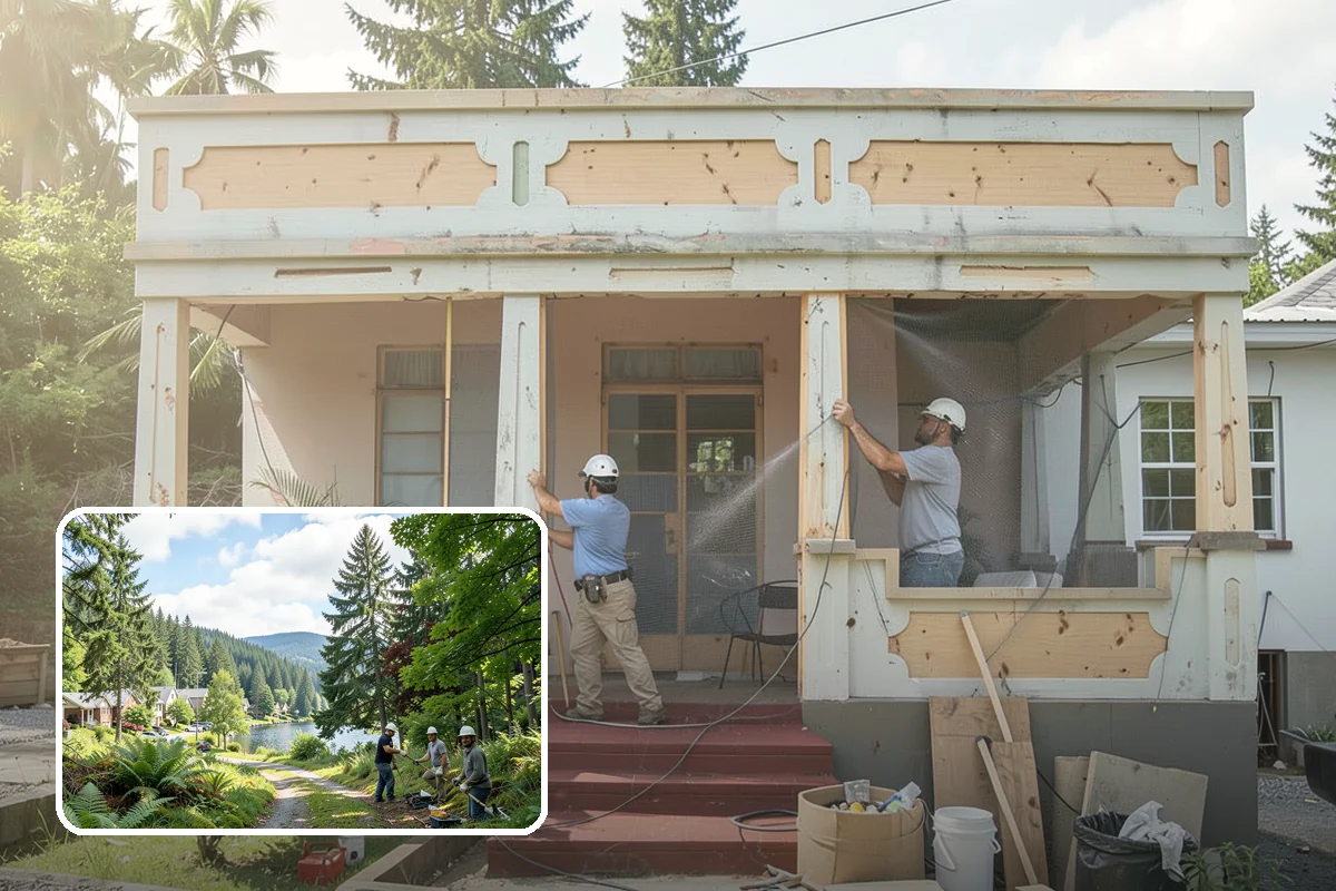 Portico Construction in Lake Forest Park, King County, WA - Shelters the entry from rain