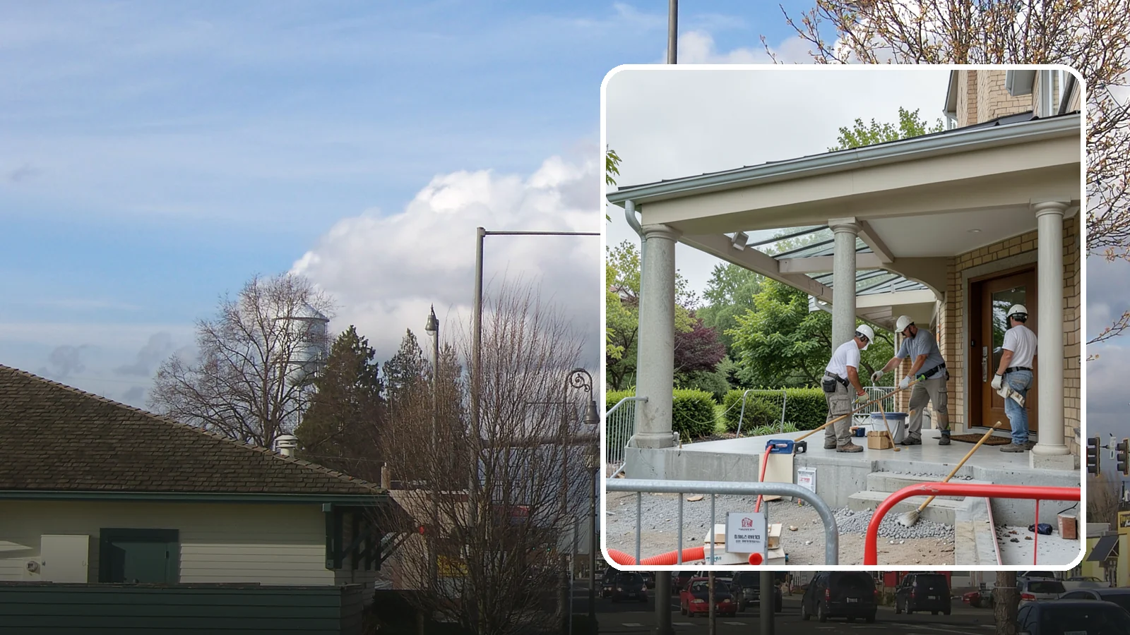 Portico Construction in Marysville, Snohomish County, WA - A portico adds a covered, columned entry structure that shelters your front door and elevates curb appeal.