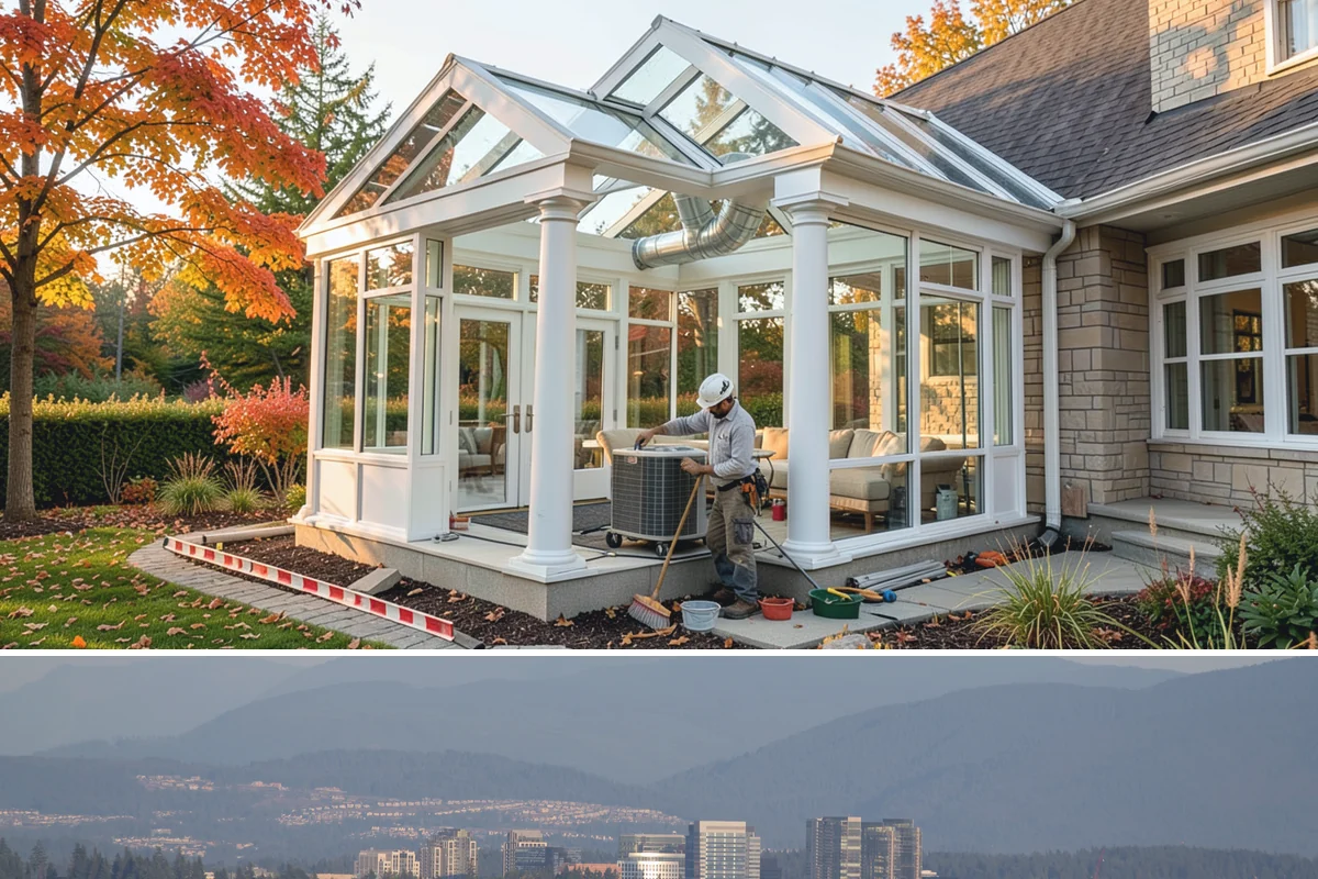 Portico Construction in Medina, King County, WA - Setting footings and framing the roof are best done in dry weather so connections seal properly.