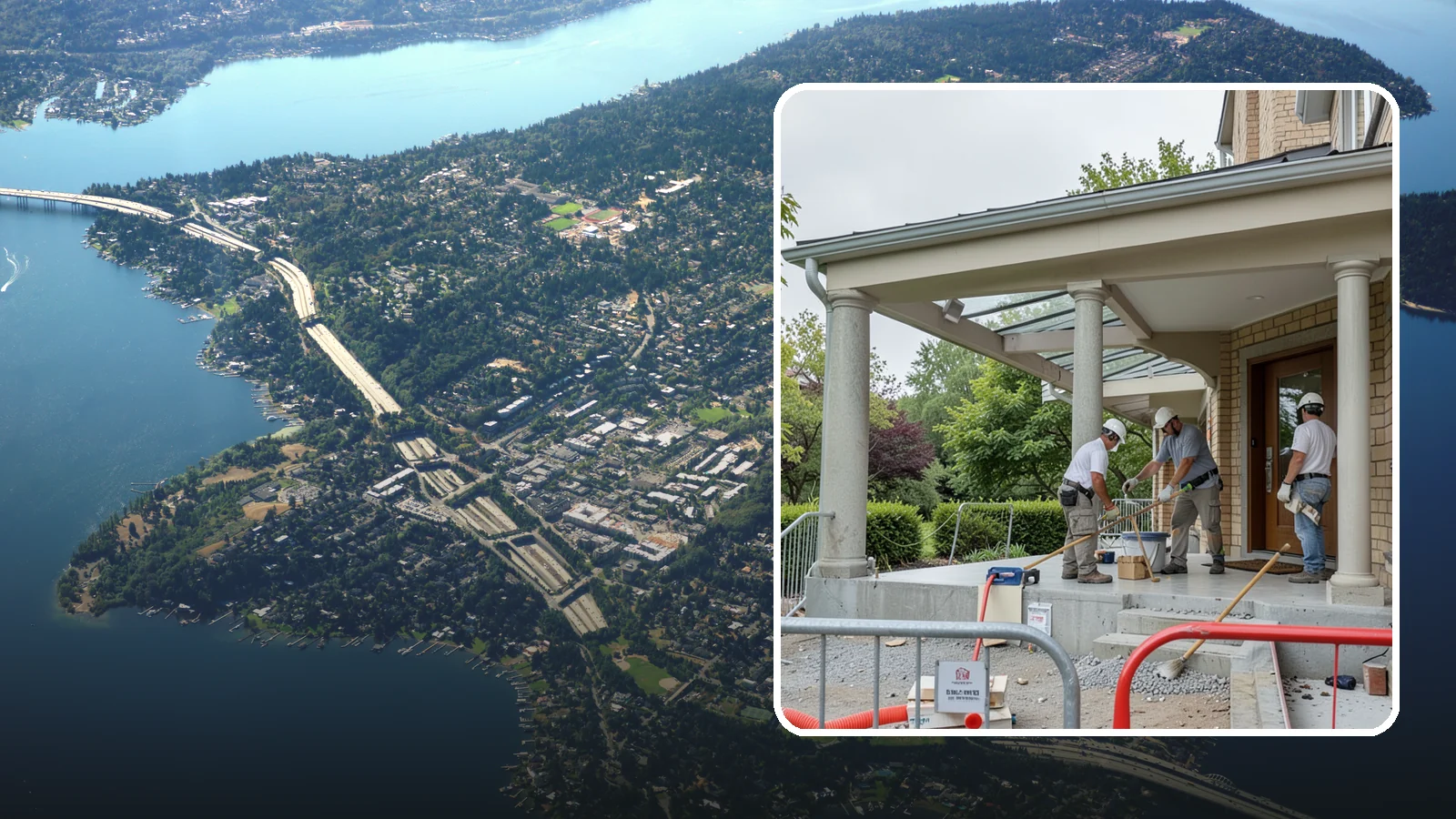 Portico Construction in Mercer Island, King County, WA - A portico adds a covered, columned entry structure that shelters your front door and elevates curb appeal.