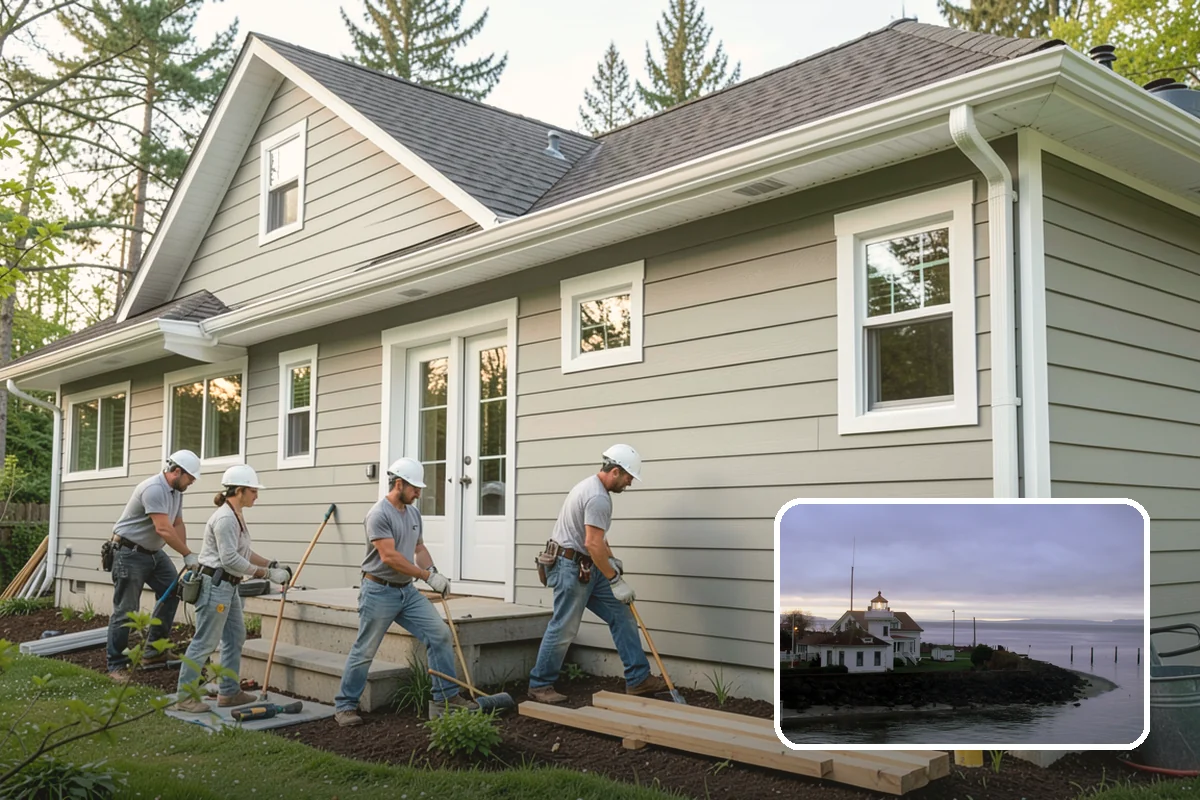 Portico Construction in Mukilteo, Snohomish County, WA - Shelters the entry from rain