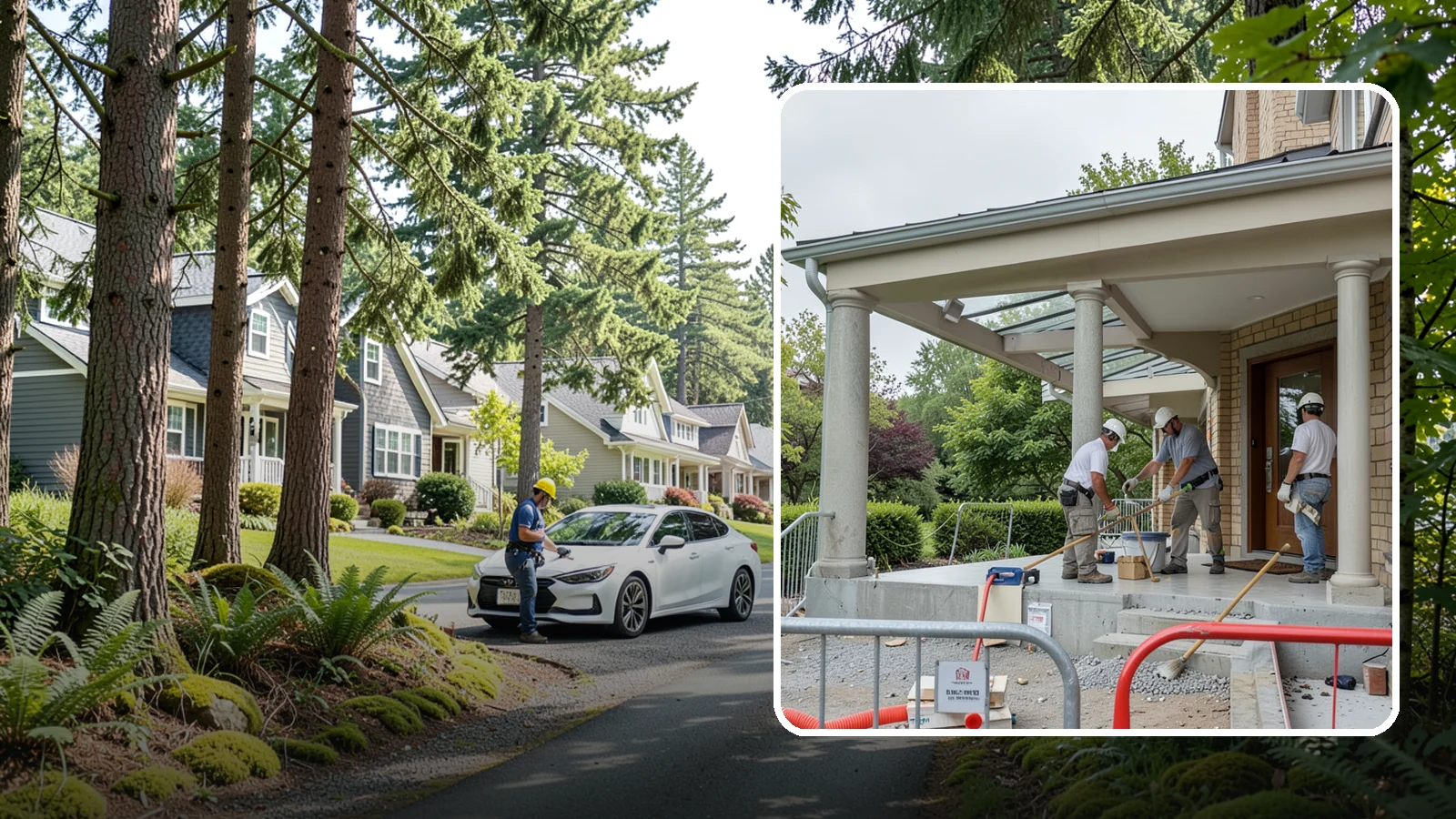 Portico Construction in Normandy Park, King County, WA - A portico adds a covered, columned entry structure that shelters your front door and elevates curb appeal.