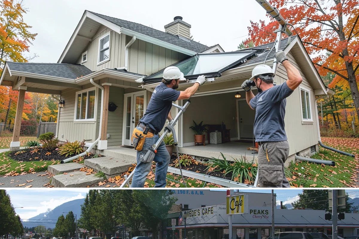 Portico Construction in North Bend, King County, WA - Setting footings and framing the roof are best done in dry weather so connections seal properly.