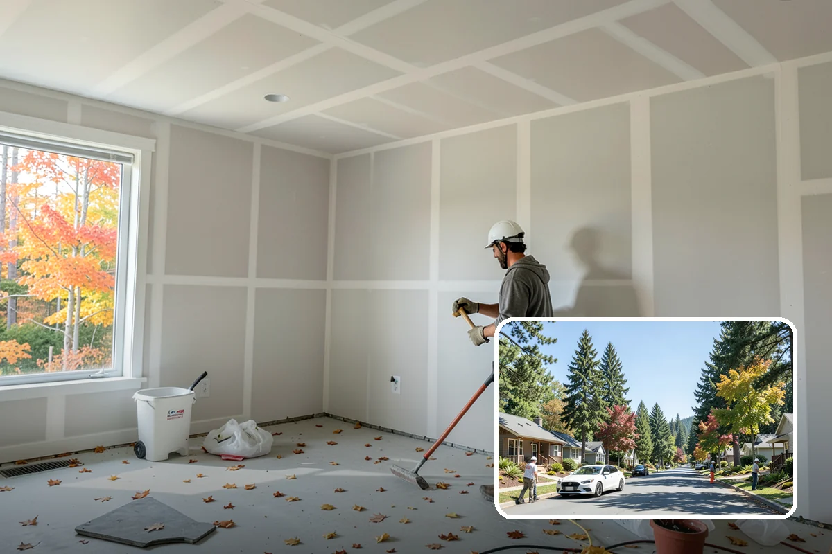 Portico Construction in Orting, Pierce County, WA - Shelters the entry from rain