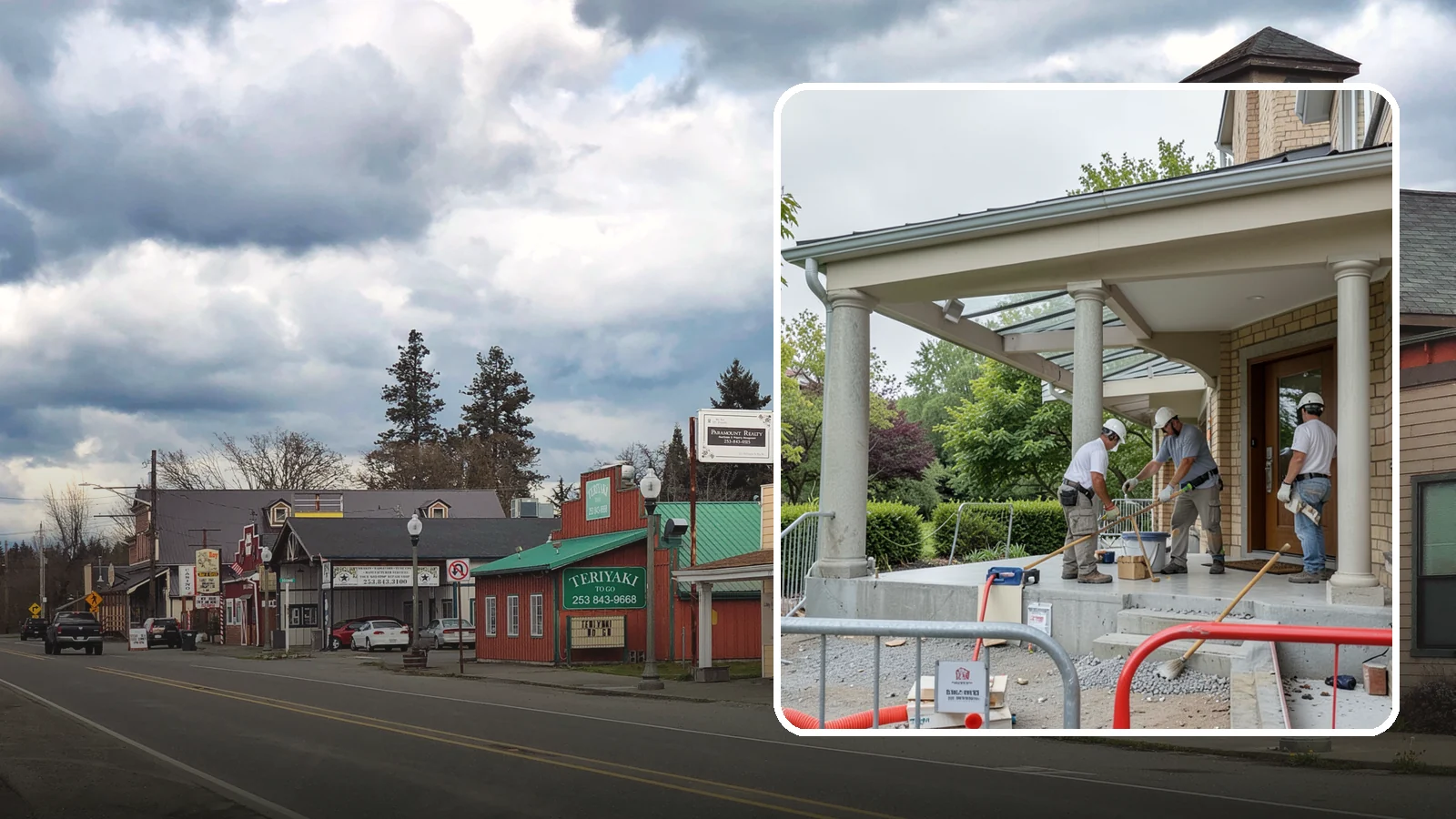 Portico Construction in Roy, Pierce County, WA - A portico adds a covered, columned entry structure that shelters your front door and elevates curb appeal.