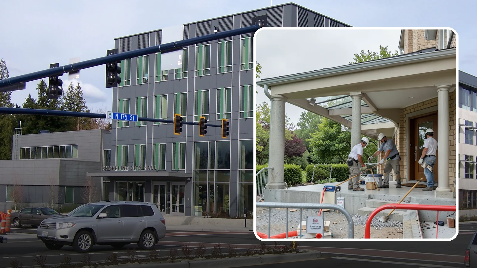 Portico Construction in Shoreline, King County, WA - A portico adds a covered, columned entry structure that shelters your front door and elevates curb appeal.
