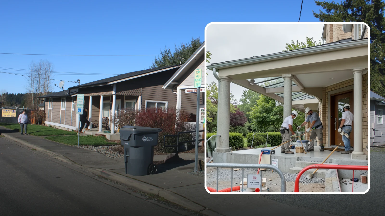 Portico Construction in South Prairie, Pierce County, WA - A portico adds a covered, columned entry structure that shelters your front door and elevates curb appeal.