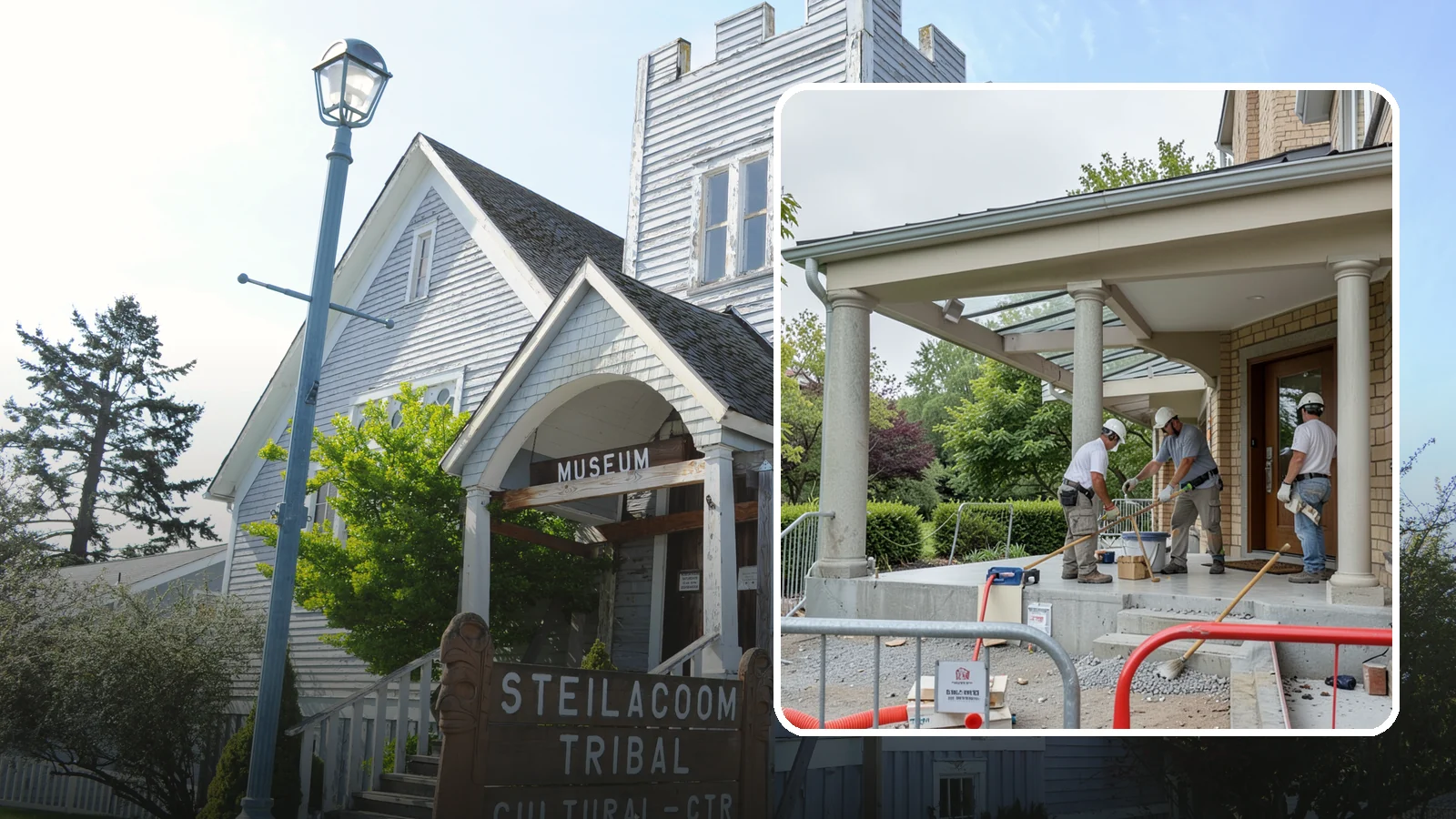 Portico Construction in Steilacoom, Pierce County, WA - A portico adds a covered, columned entry structure that shelters your front door and elevates curb appeal.