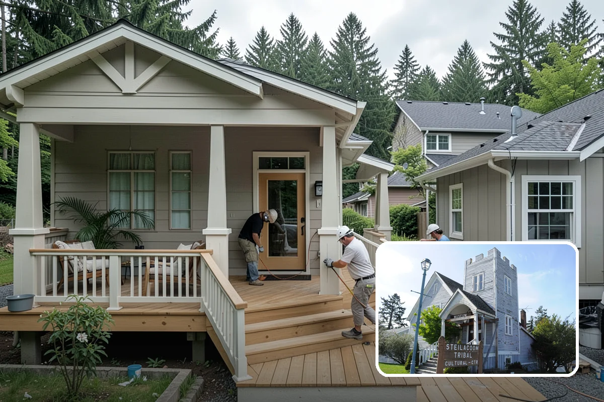 Portico Construction in Steilacoom, Pierce County, WA - Shelters the entry from rain