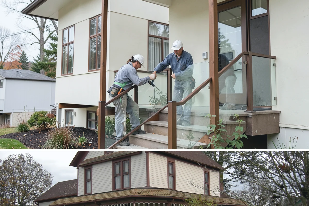 Portico Construction in Sumner, Pierce County, WA - Setting footings and framing the roof are best done in dry weather so connections seal properly.