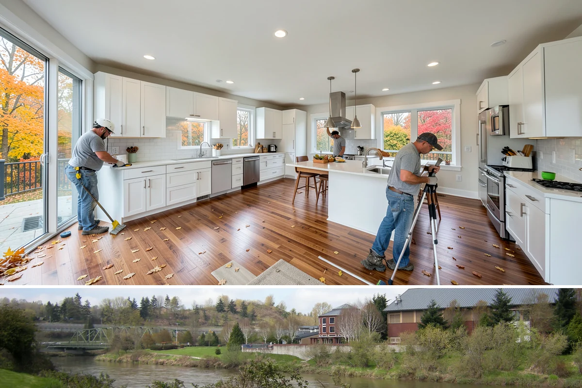 Portico Construction in Tukwila, King County, WA - Setting footings and framing the roof are best done in dry weather so connections seal properly.