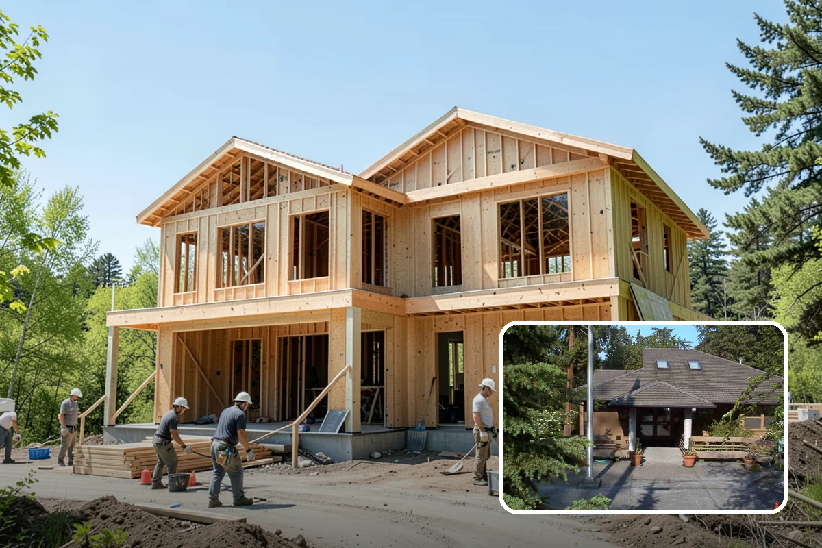 Portico Construction in Yarrow Point, King County, WA - Shelters the entry from rain