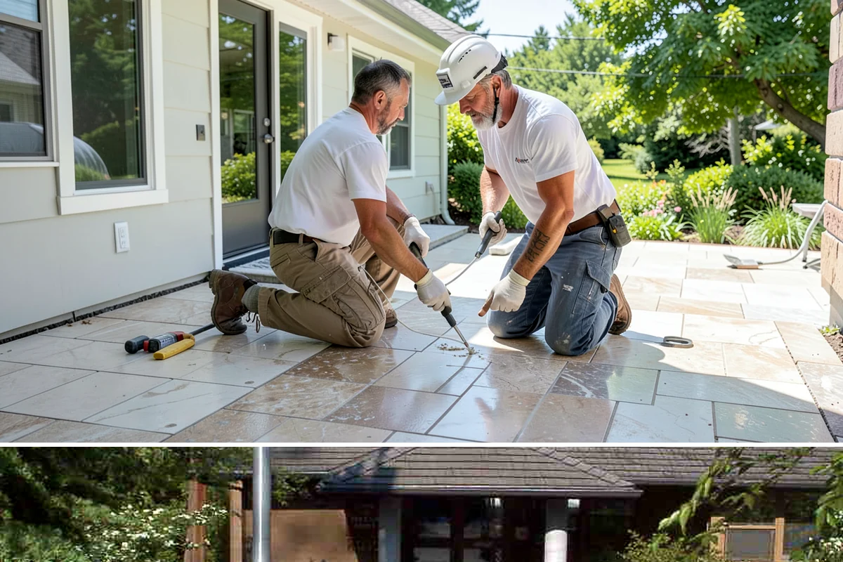 Portico Construction in Yarrow Point, King County, WA - Setting footings and framing the roof are best done in dry weather so connections seal properly.