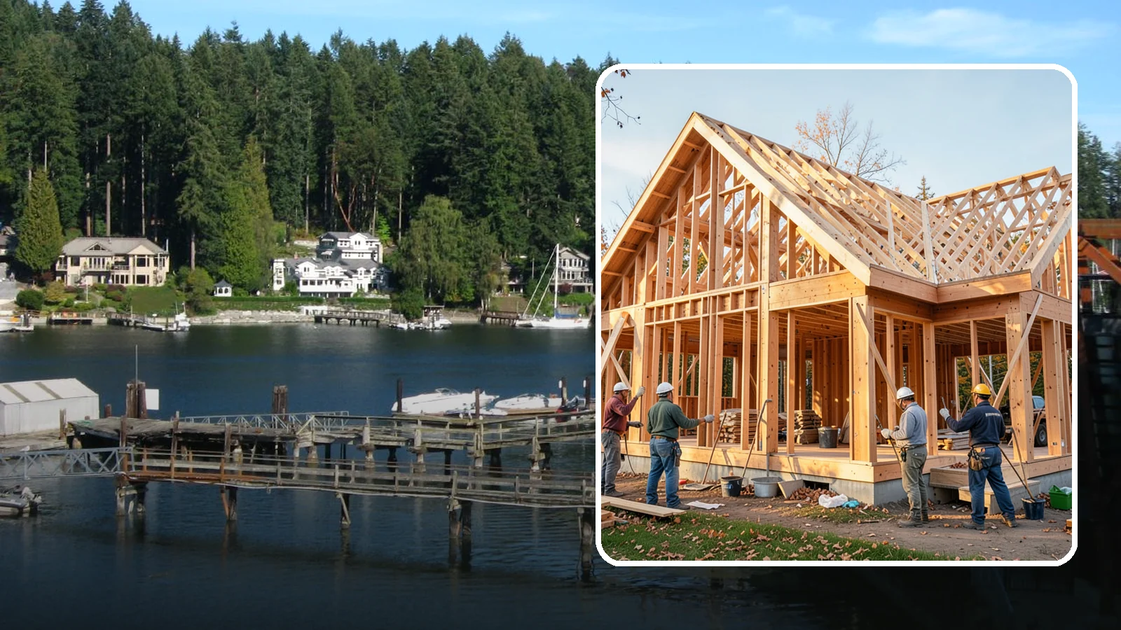 Post and Beam Framing in Gig Harbor, Pierce County, WA - We craft exposed post-and-beam and timber frames that carry real loads and show off the wood as a finished feature.