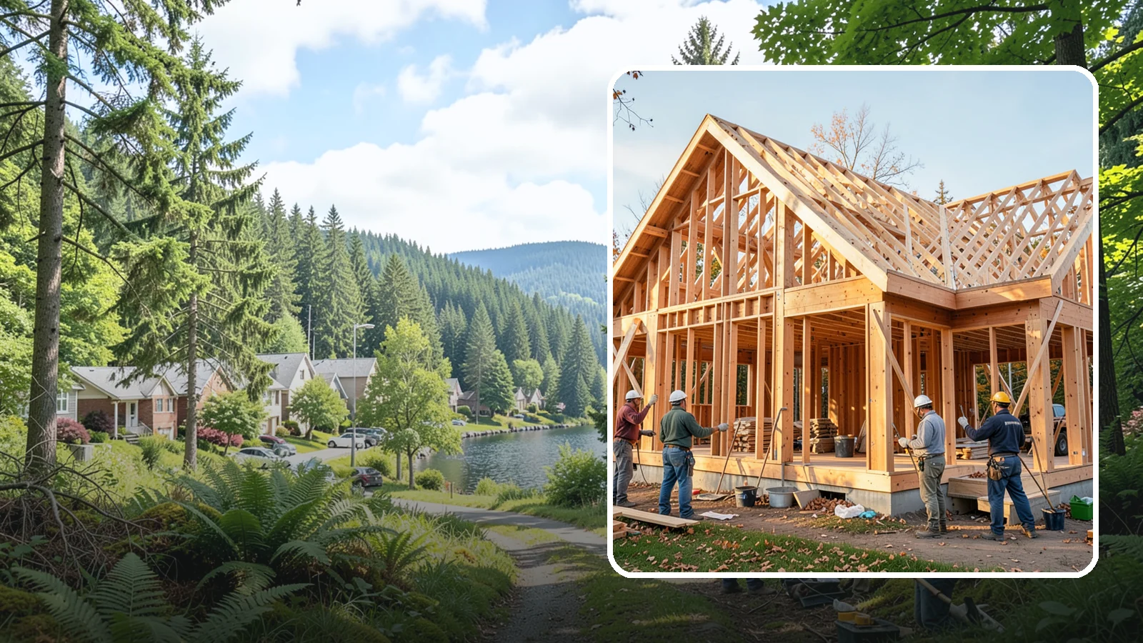 Post and Beam Framing in Lake Forest Park, King County, WA - We craft exposed post-and-beam and timber frames that carry real loads and show off the wood as a finished feature.