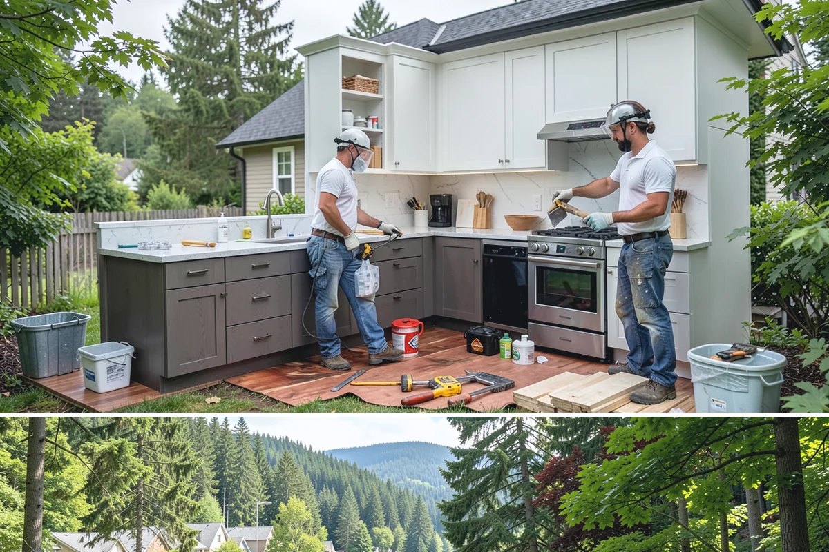 Post and Beam Framing in Lake Forest Park, King County, WA - Milled timbers are best set during drier stretches to control moisture and finishing, though we can stage delivery to protect...