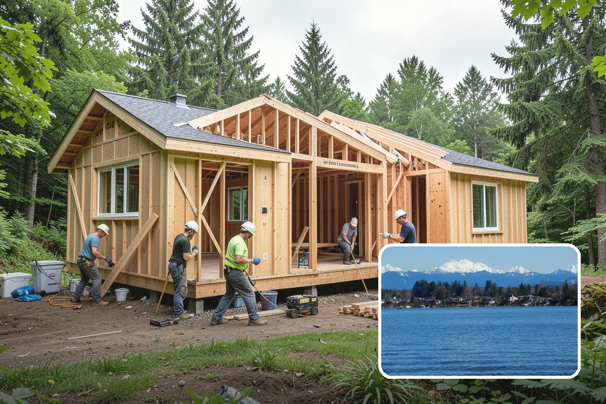 Post and Beam Framing in Lake Stevens, Snohomish County, WA - Open, column-free spaces created by heavy timber spans