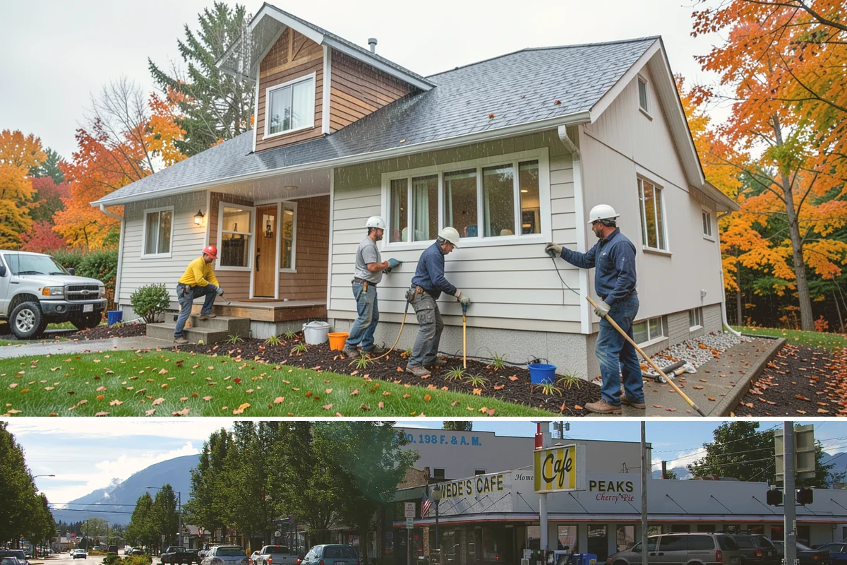 Post and Beam Framing in North Bend, King County, WA - Milled timbers are best set during drier stretches to control moisture and finishing, though we can stage delivery to protect...